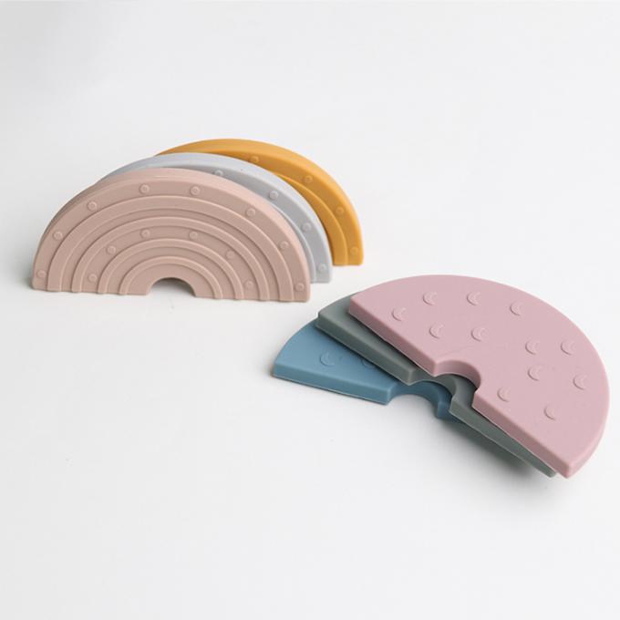 2021 bebê livre feito sob encomenda do arco-íris do silicone do produto novo BPA que sai os dentes o brinquedo de Teether do silicone