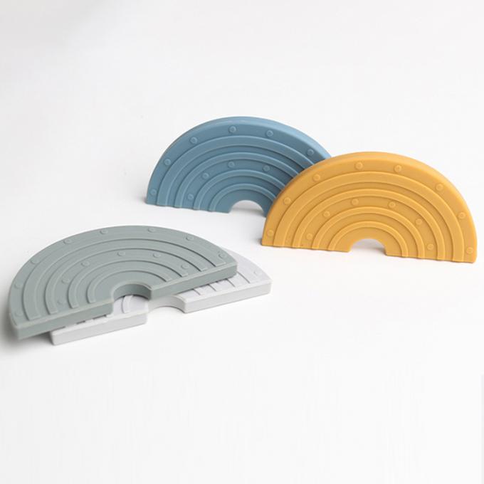 2021 bebê livre feito sob encomenda do arco-íris do silicone do produto novo BPA que sai os dentes o brinquedo de Teether do silicone