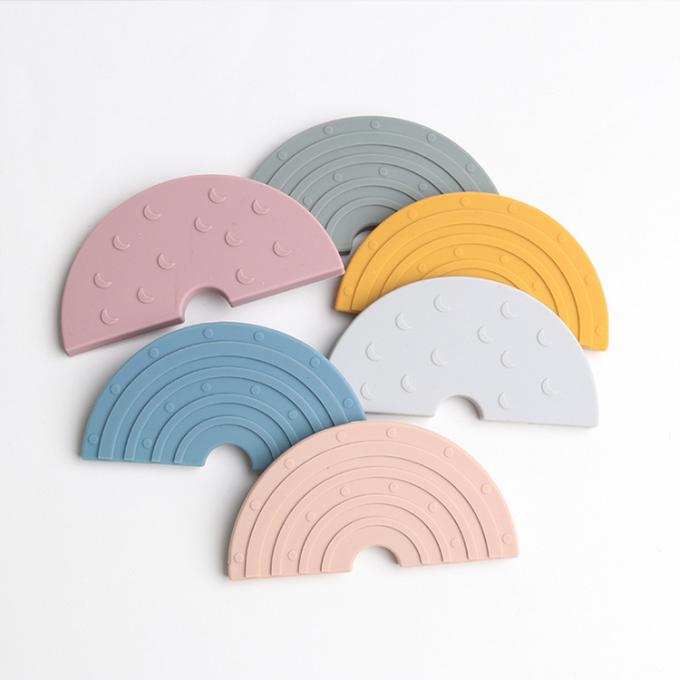 2021 bebê livre feito sob encomenda do arco-íris do silicone do produto novo BPA que sai os dentes o brinquedo de Teether do silicone