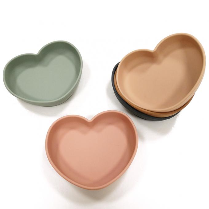 Placas de jantar criativas da sução do silicone do bebê da forma do coração de Heatresistant Manufacturer BPA da máquina de lavar louça
