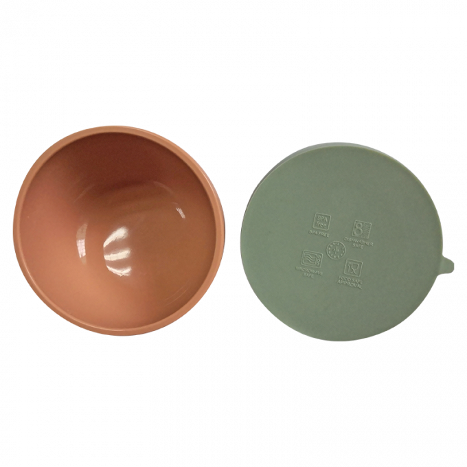 Bacia fácil de limpar impressa personalizada da sução do silicone de Logo Multi Colored Soft Silicone com a colher de madeira do punho