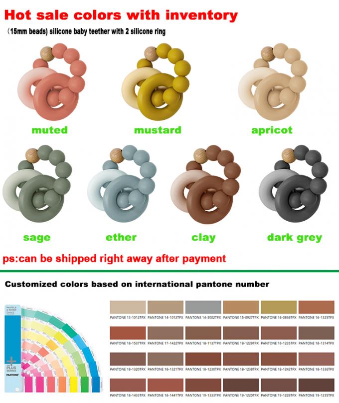 Bebê 100% livre por atacado do silicone do produto comestível BPA das crianças da chegada nova Teether com anel 2