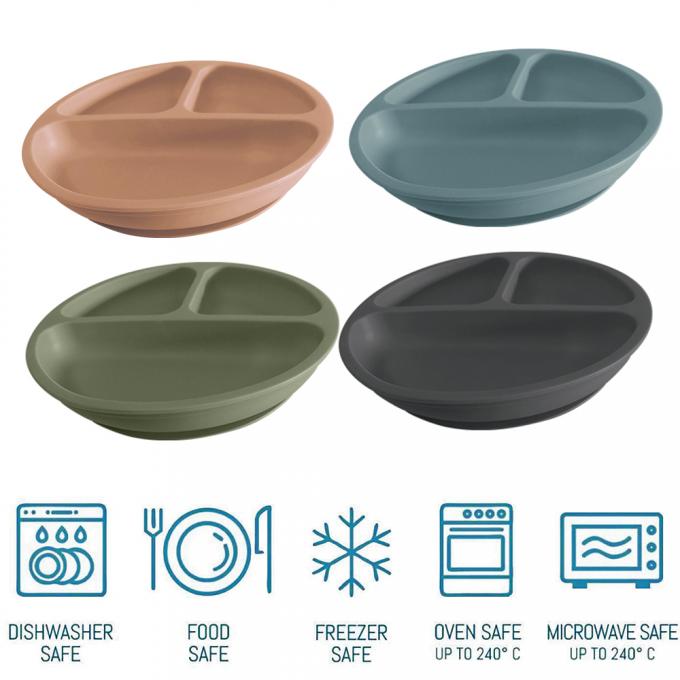 Placa livre do bebê de Safe Silicone Suction da máquina de lavar louça da micro-ondas de BPA para as crianças das crianças personalizadas em volta do CE do prato da placa/Eu, NC do GV;GUA