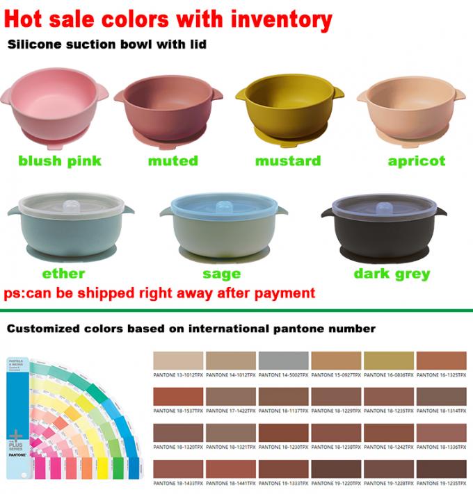 Bacia de alimentação de formação do silicone da sução do comida para bebê feito sob encomenda com tampa