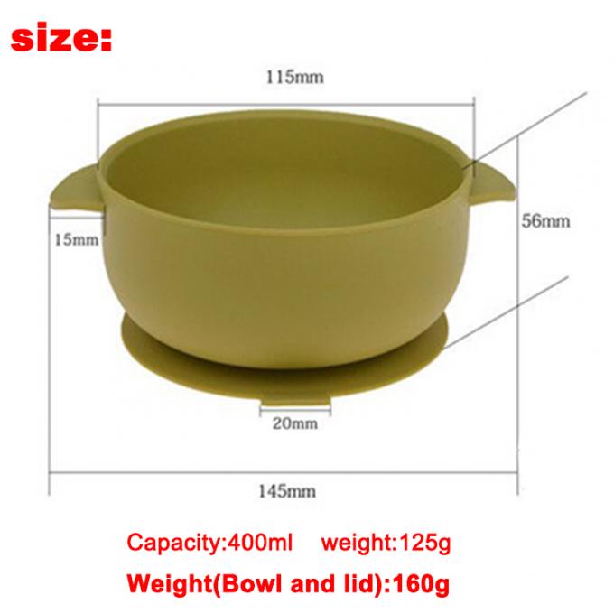 Bacia de alimentação de formação do silicone da sução do comida para bebê feito sob encomenda com tampa