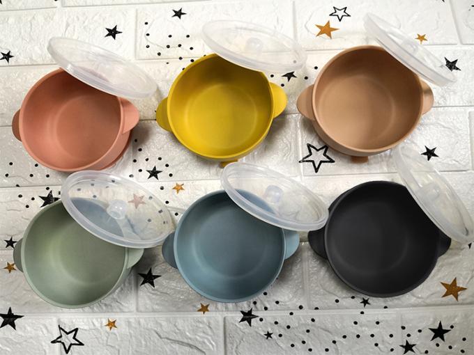 Bacia de alimentação de formação do silicone da sução do comida para bebê feito sob encomenda com tampa
