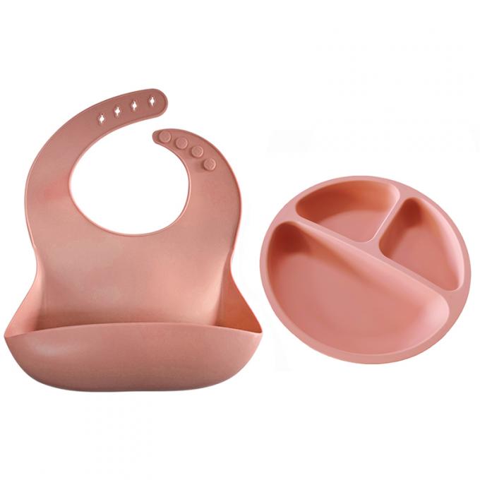 A alimentação personalizada do bebê ajustou Bpa placa livre do bebê do silicone com o babador do bebê para o jantar