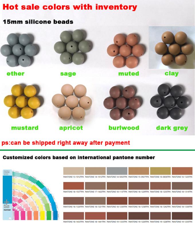 Grânulos novos por atacado do silicone da cor em volta dos grânulos dados forma sair os dentes para o bebê