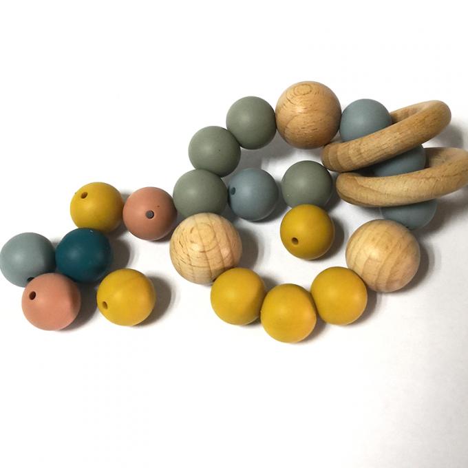 15mm a Dinamarca por atacado aprovou grânulos do silicone do teether do bebê para colares