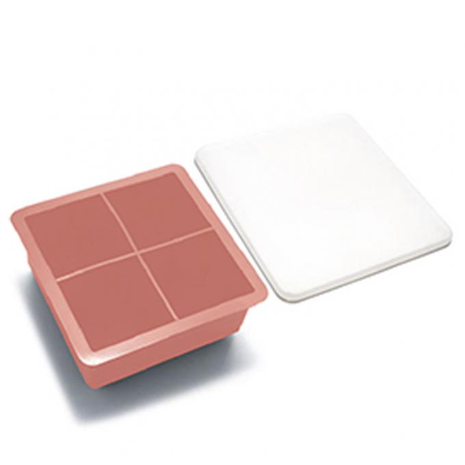 Copo livre do petisco das crianças do silicone da bandeja de gelo BPA do armazenamento do fruto do petisco do bebê do silicone dos furos de Wholseals 4 com tampa