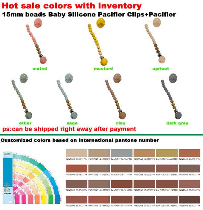 Grampo feito sob encomenda do silicone do projeto novo e o de madeira dos grânulos do bebê DIY do silicone da chupeta com chupeta do bebê