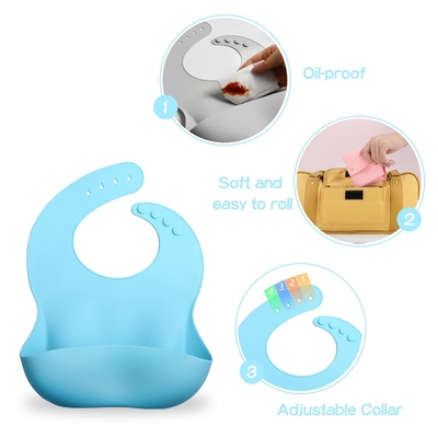 Sturdy Allergy Friendly Dust Proof Baby Feeding Silicone Apron Safe In Boiling Water