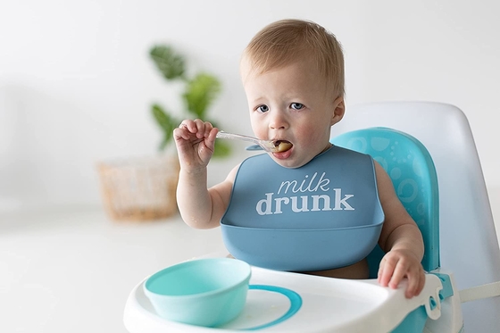Durable Degradable Solid Baby Feeding Silicone Apron Safe In Sterilizer