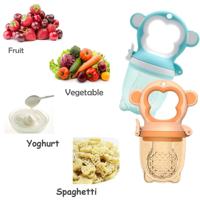 Monkey Shaped Infants Mesh Teething Pacifier , Silicone Feeder Teether With 3 Nipples