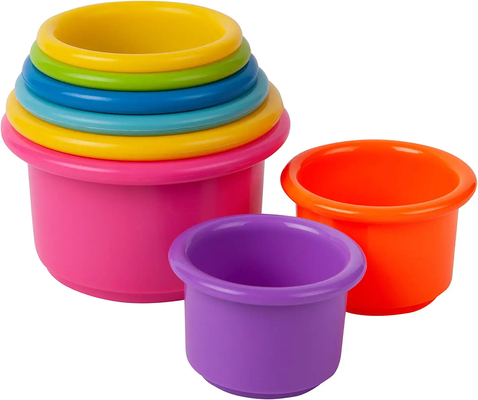 Multi Colored Multifunctional Stack N Count Cups Educational Toy For Building Skills