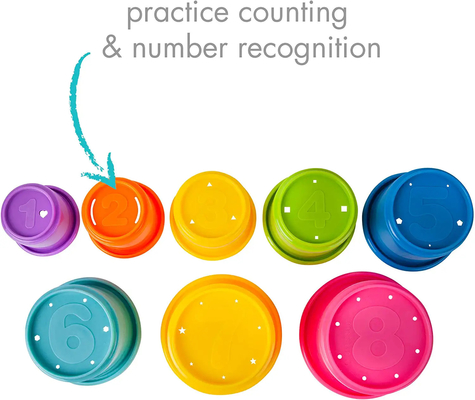 Multi Colored Multifunctional Stack N Count Cups Educational Toy For Building Skills