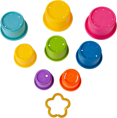 Multi Colored Multifunctional Stack N Count Cups Educational Toy For Building Skills