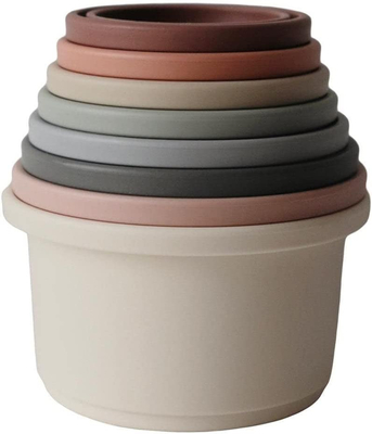 Educational Durable Food Grade Silicone Stacking Cups Toy For Toddler