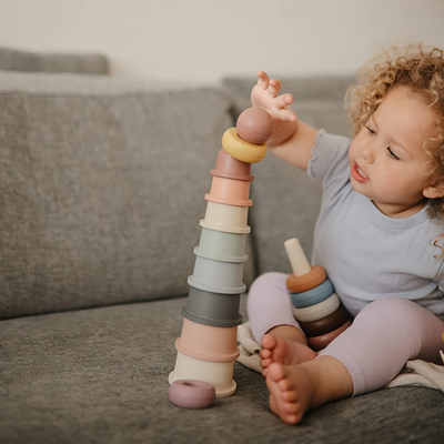 Educational Durable Food Grade Silicone Stacking Cups Toy For Toddler