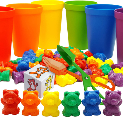 Intelligence Development 71pc Set Rainbow Counting Bears With Matching Sorting Cups