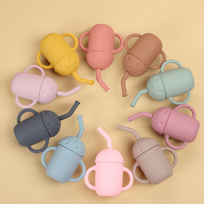 Unbreakable Silicone Baby Cup Nitrosamine Free Silicone Cup With Straw And Handle