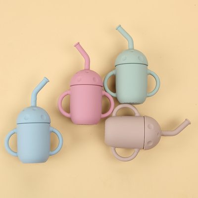 Unbreakable Silicone Baby Cup Nitrosamine Free Silicone Cup With Straw And Handle