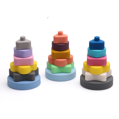 CE Educational Silicone Stacking Toys Creative Building Blocks SGS For Kids