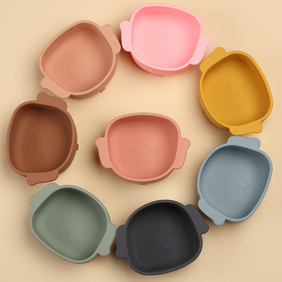 Anti Scald Silicone Weaning Bowl Heat Resistant SGS Silicone Feeding Bowl With Spoon