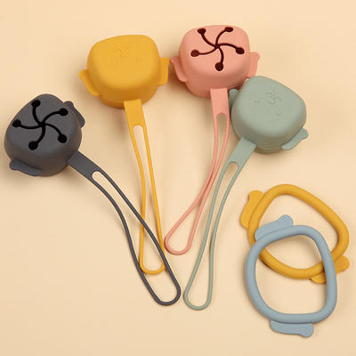 Eco Friendly Dog Shaped Baby Silicone Teething Pacifier Holder With Teething Ring