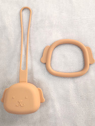 Eco Friendly Dog Shaped Baby Silicone Teething Pacifier Holder With Teething Ring