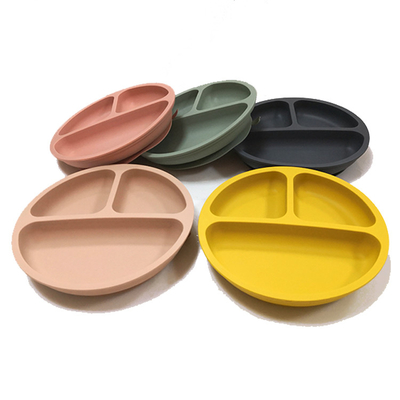 CE Microwave Safe Round Silicone Baby Plate dish For Toddlers