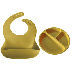 Adjustable 24.5*22CM Personalised Silicone Bib 19.8cm Silicone Childrens Plates