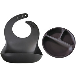 Adjustable 24.5*22CM Personalised Silicone Bib 19.8cm Silicone Childrens Plates
