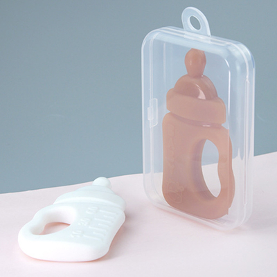 FDA BPA Free Baby Silicone Products Milk Bottle Teether Toy 10.5*5.5*1.5cm With Box