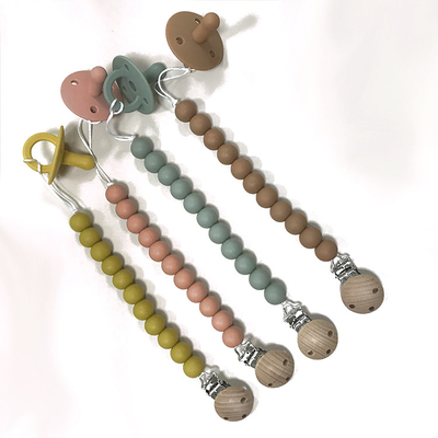 BPA Free Customized Baby Silicone Pacifier Holder Clips Chains With Baby Pacifier