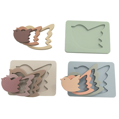 Educational Bird Puzzle Silicone Animal Toys For Babies Having Fun 5pcs Set