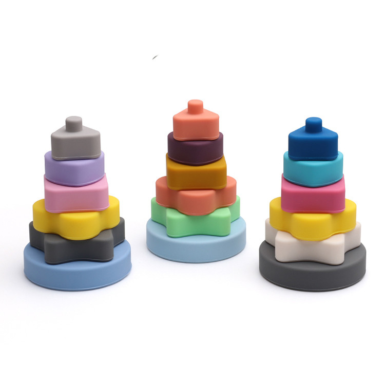 CE Educational Silicone Stacking Toys Creative Building Blocks SGS For Kids